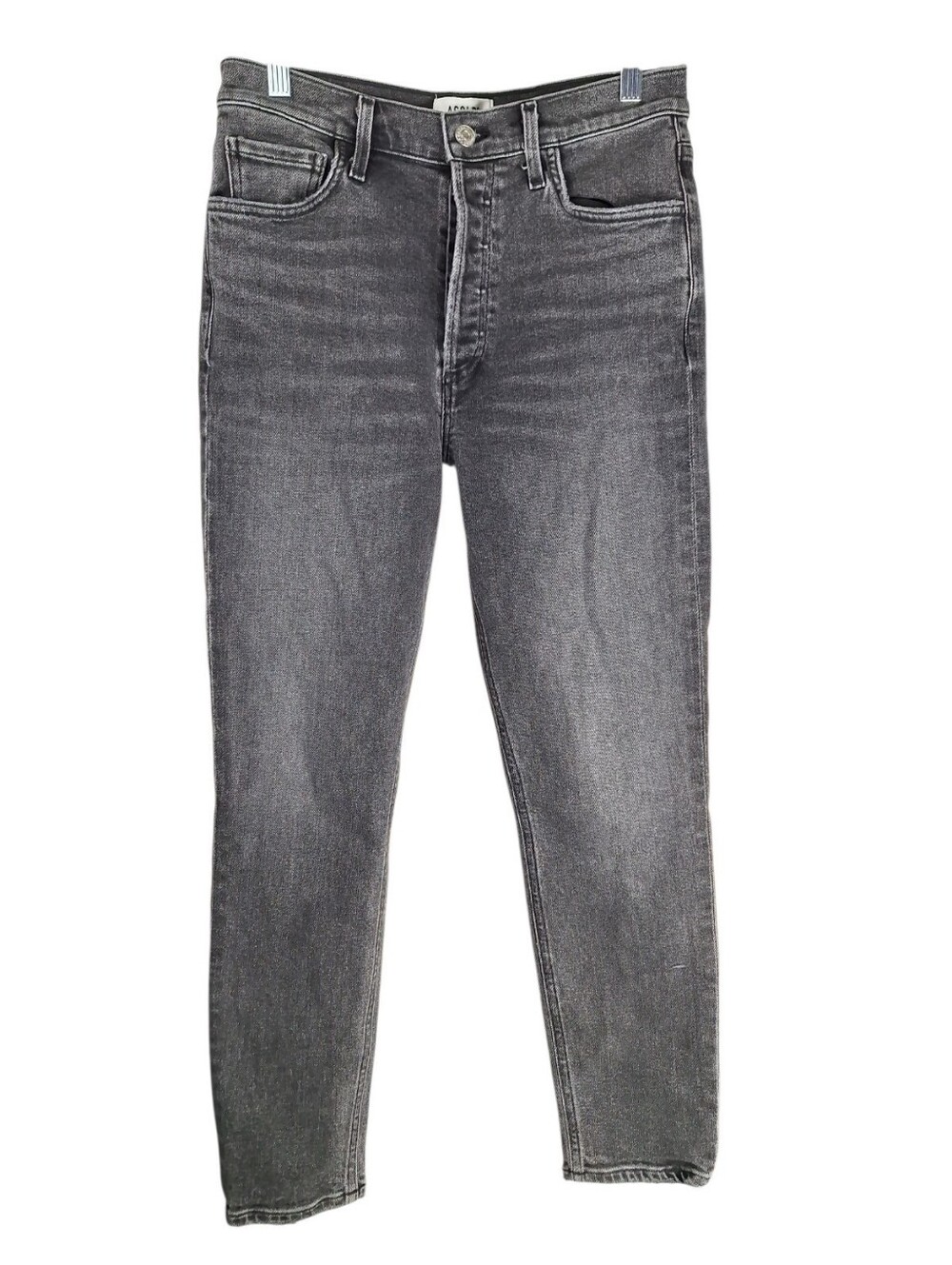 Agolde Denim Sz 27 High Rise Faded Grey Button Fly Skinny Jeans Stretch 28x26.5